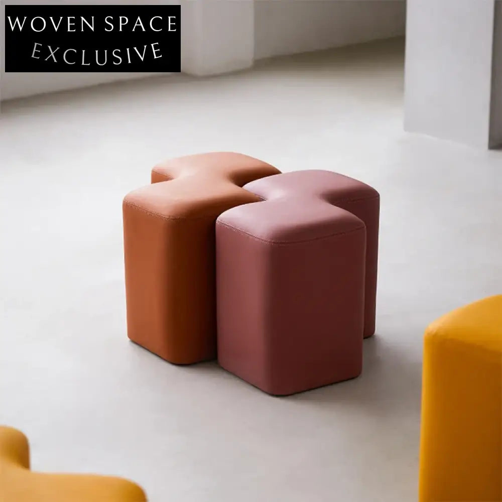 Modern Leather Ottoman Stool: Versatile Luxury for Living Room, Bedroom