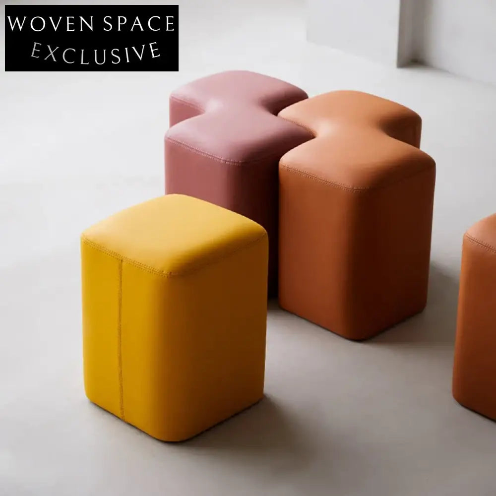 Modern Leather Ottoman Stool: Versatile Luxury for Living Room, Bedroom