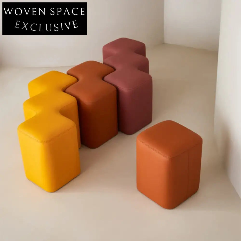 Modern Leather Ottoman Stool: Versatile Luxury for Living Room, Bedroom