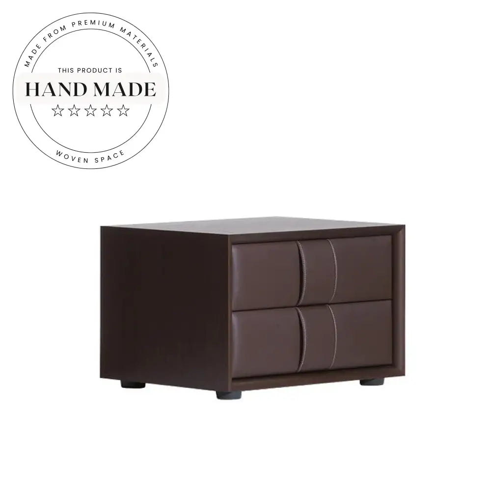 Modern Leather Two Drawer Italian Style Bedside Table