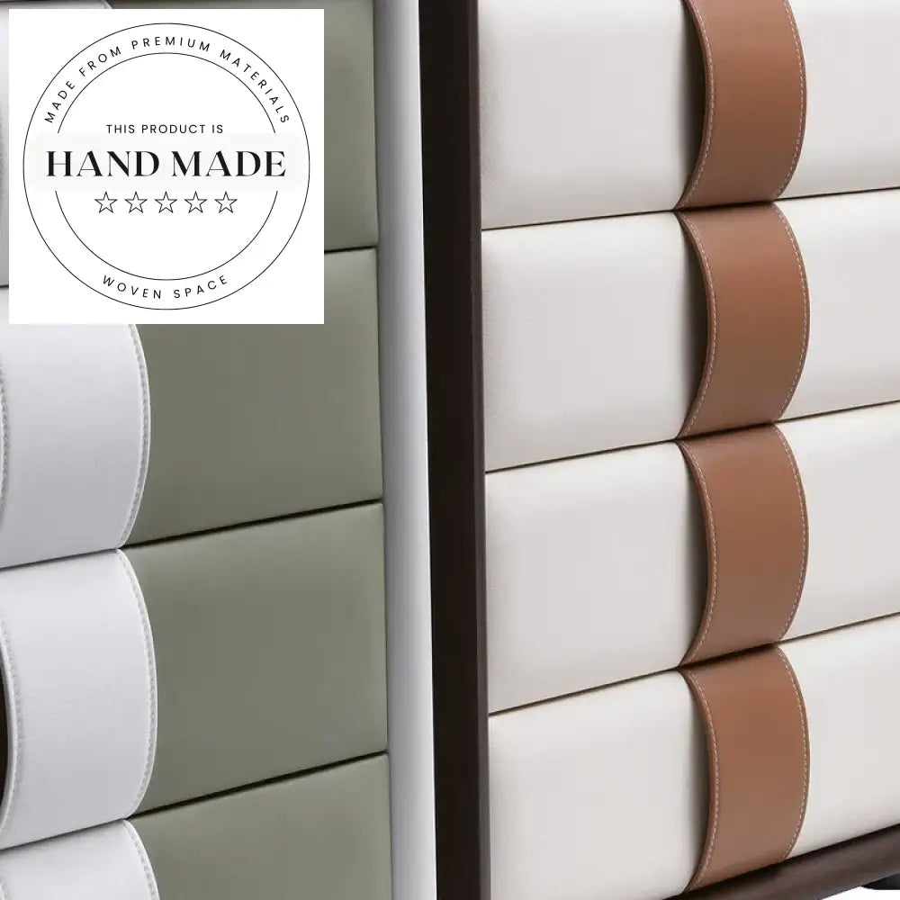 Modern Leather Two Drawer Italian Style Bedside Table