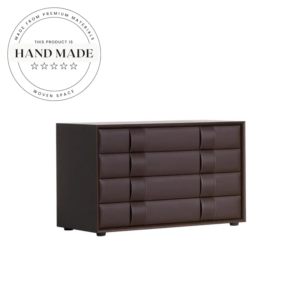 Modern Leather Two Drawer Italian Style Bedside Table