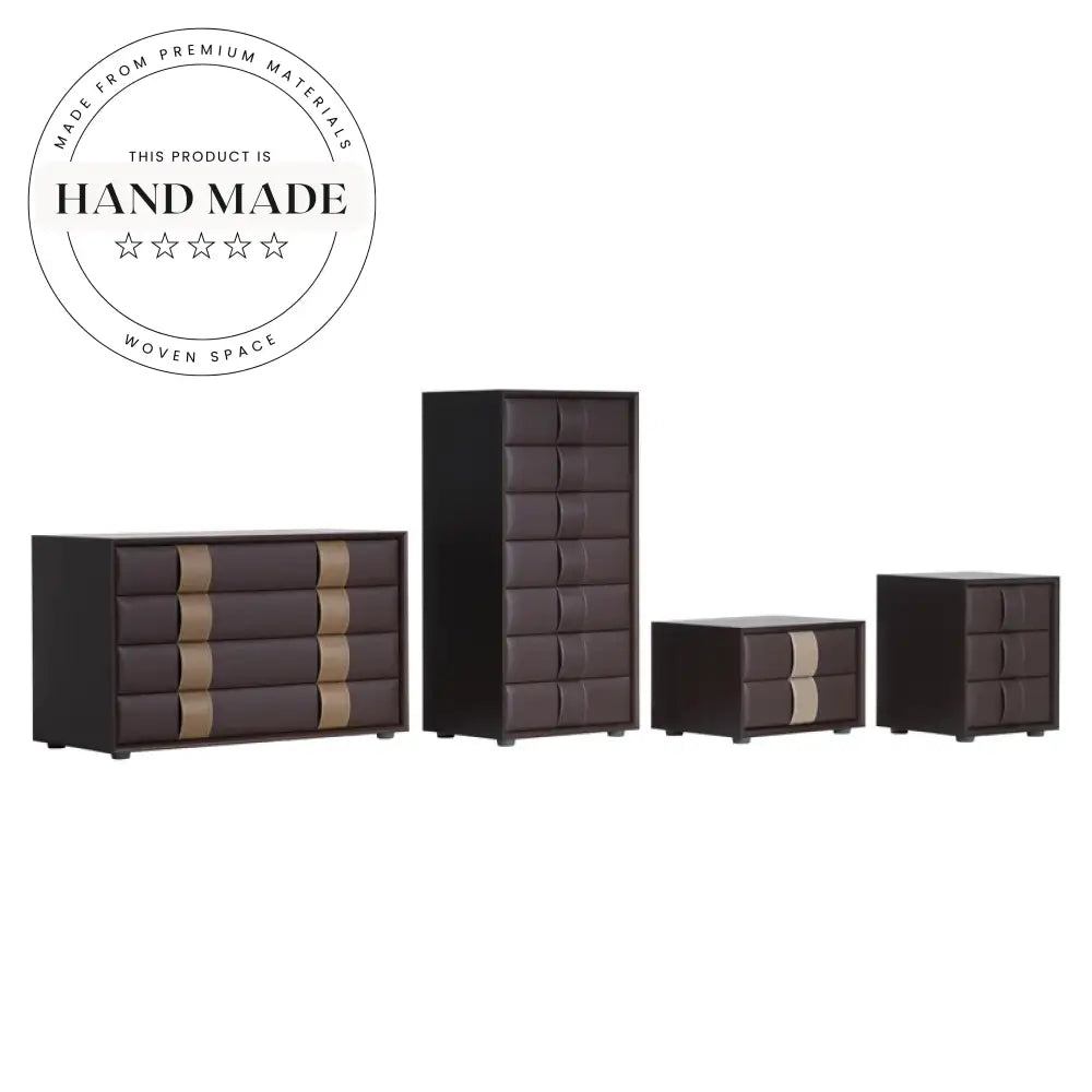 Modern Leather Two Drawer Italian Style Bedside Table