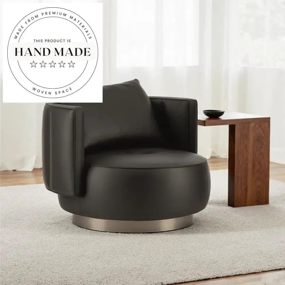 Modern Leather Upholstered Swivel Reclining Living Room Lounge Chair