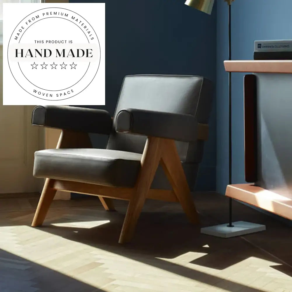Modern Leather Wooden Lounge Chair for Hotel Office Living Room Seating