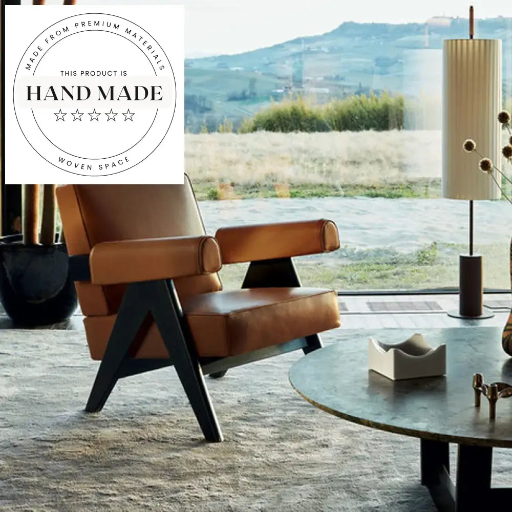 Modern Leather Wooden Lounge Chair for Hotel Office Living Room Seating
