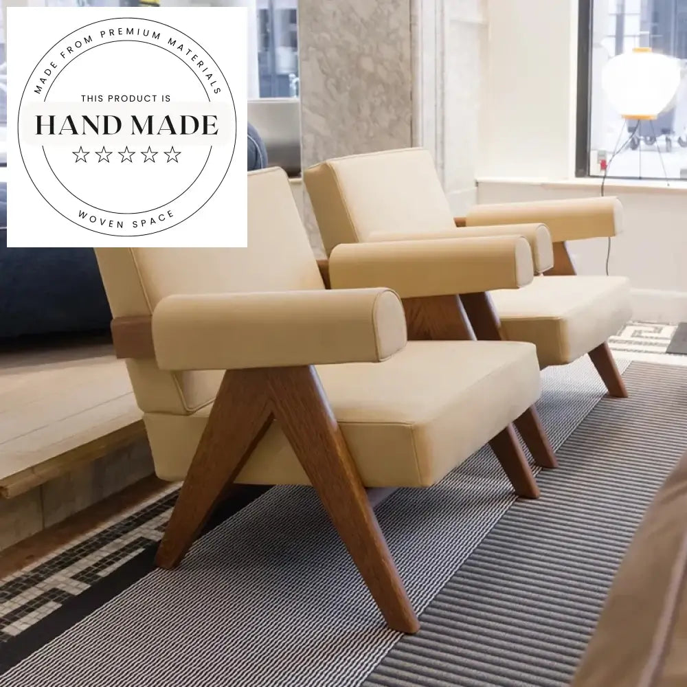 Modern Leather Wooden Lounge Chair for Hotel Office Living Room Seating