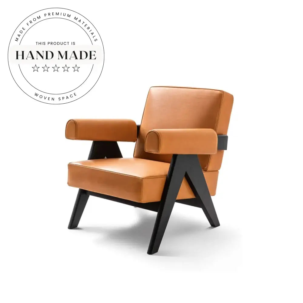 Modern Leather Wooden Lounge Chair for Hotel Office Living Room Seating