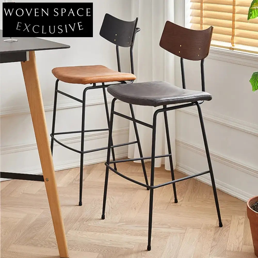 Modern Leatherette Bar Stool with Black Metal Legs for Kitchen Counter