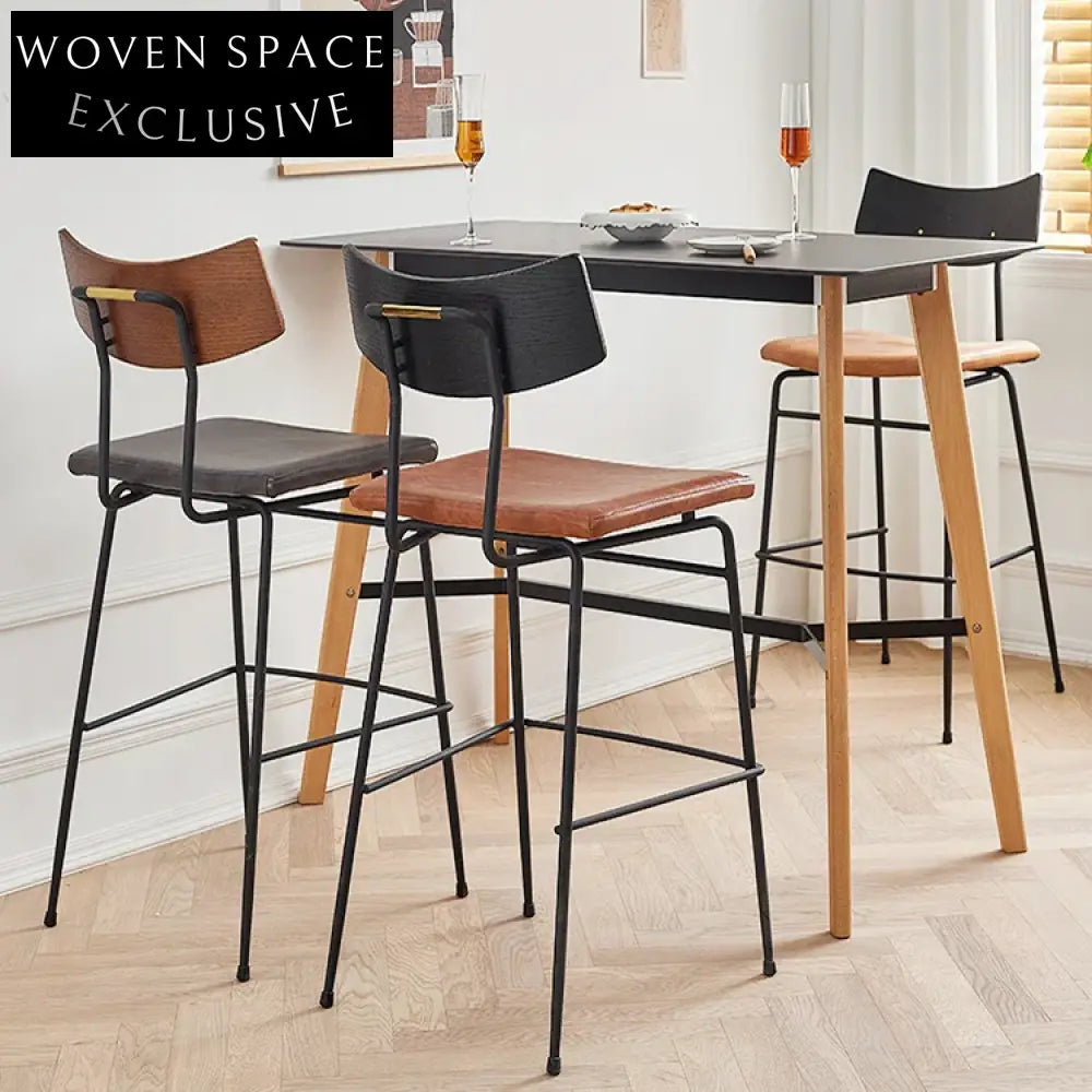 Modern Leatherette Bar Stool with Black Metal Legs for Kitchen Counter