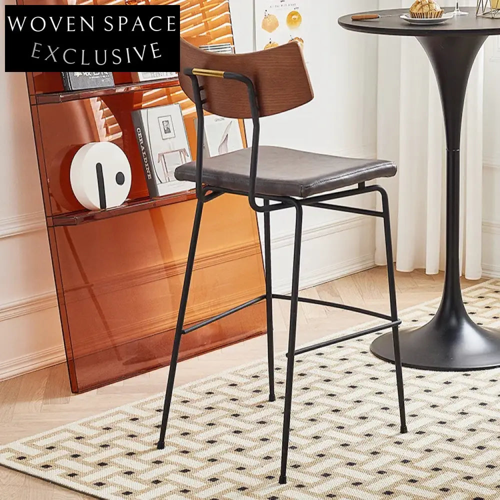 Modern Leatherette Bar Stool with Black Metal Legs for Kitchen Counter