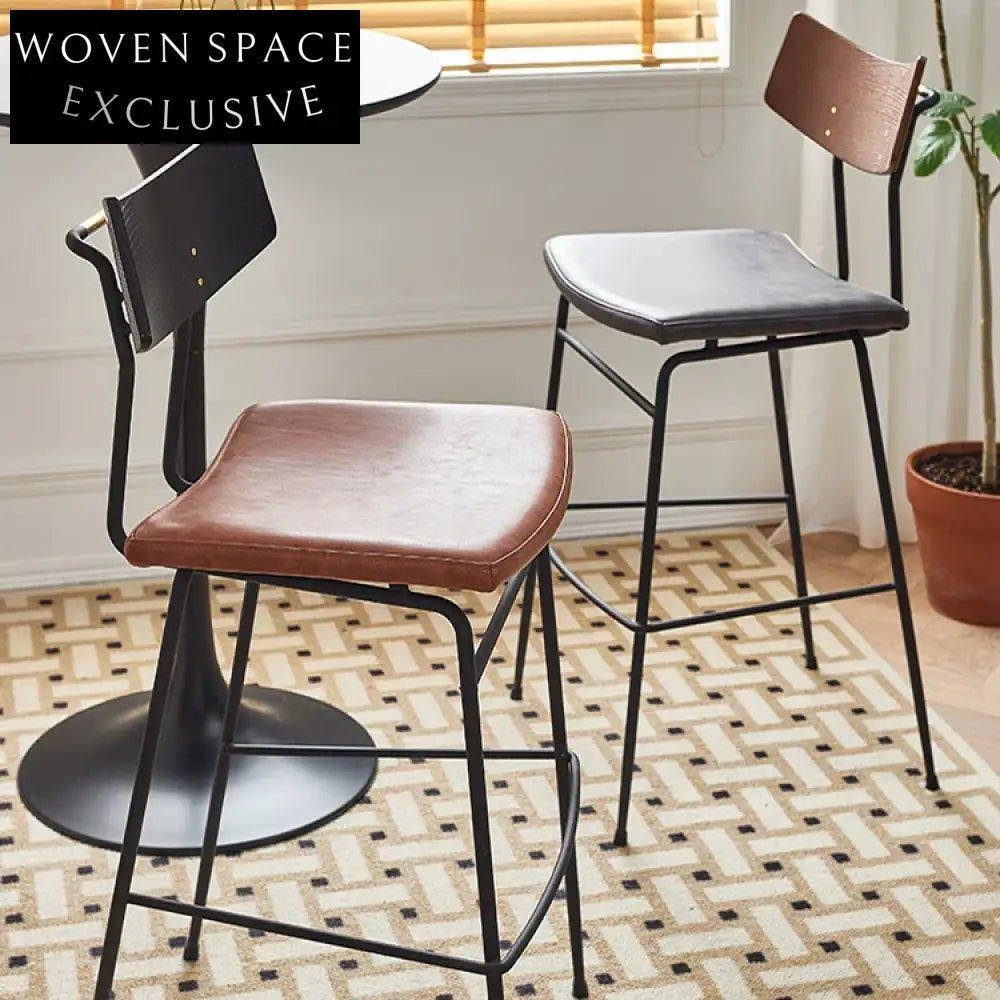 Modern Leatherette Bar Stool with Black Metal Legs for Kitchen Counter