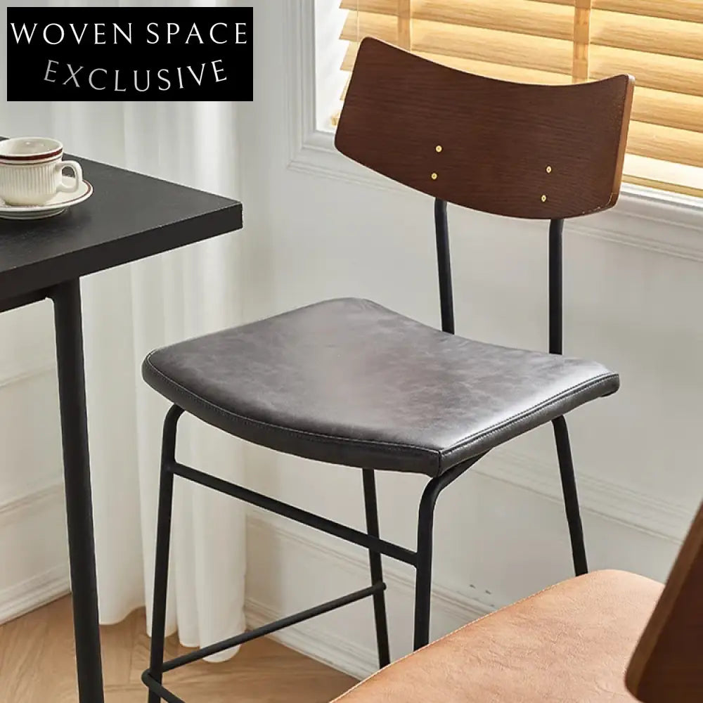 Modern Leatherette Bar Stool with Black Metal Legs for Kitchen Counter