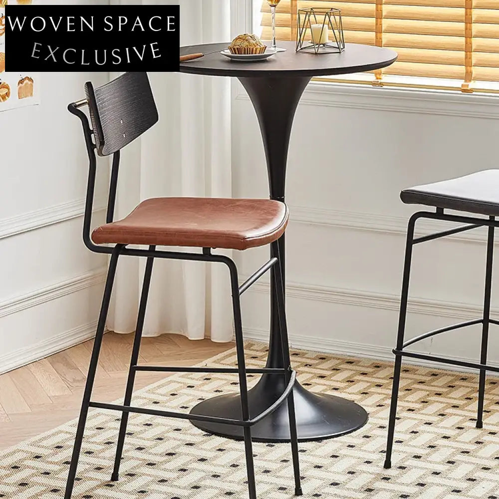 Modern Leatherette Bar Stool with Black Metal Legs for Kitchen Counter