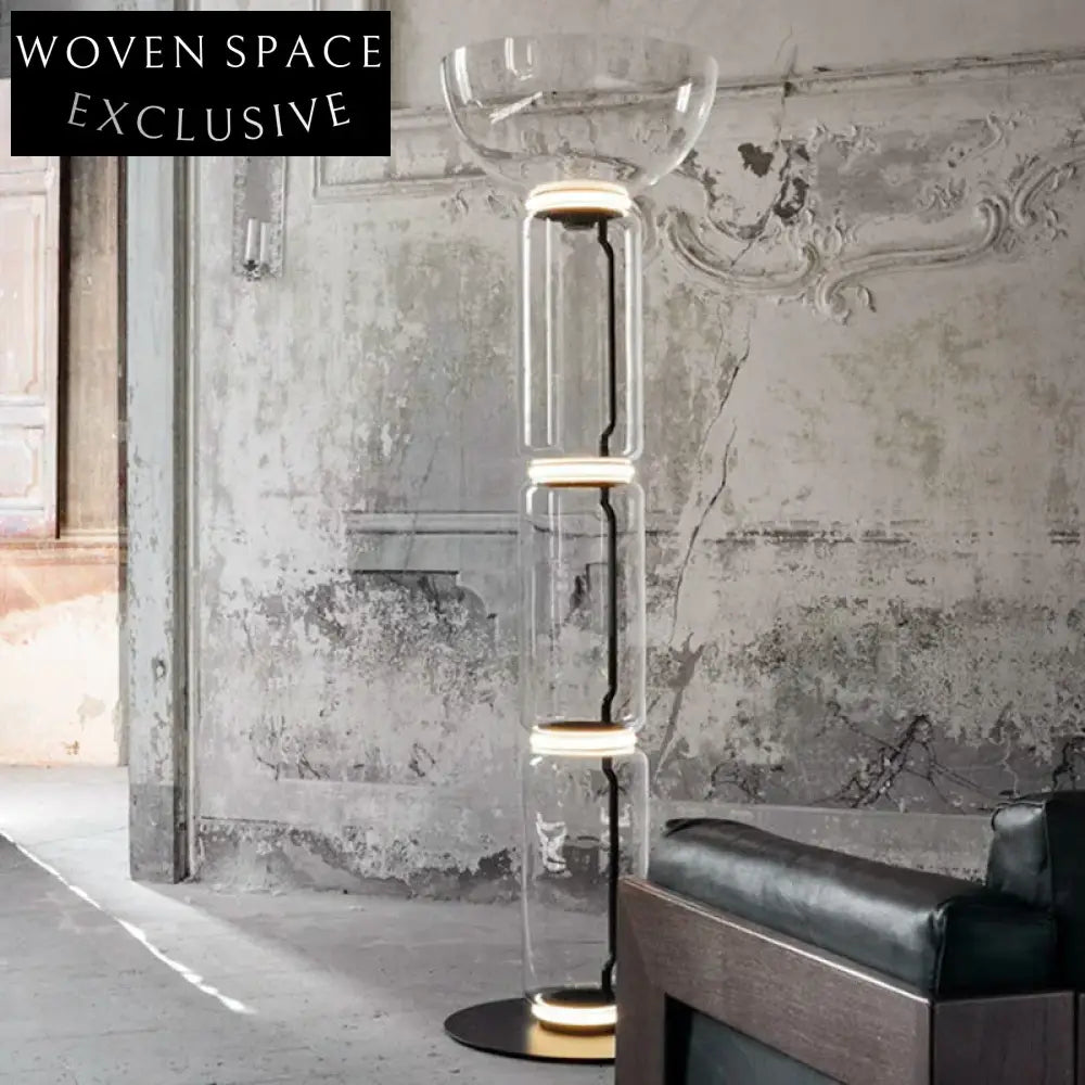 Modern LED Glass Tunnel Floor Lamp with Transparent Lampshade for Home Decor