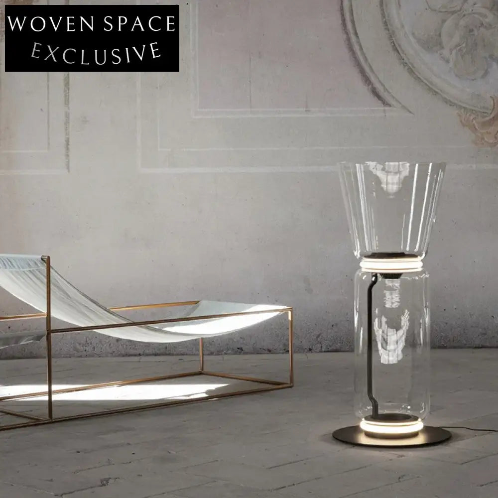 Modern LED Glass Tunnel Floor Lamp with Transparent Lampshade for Home Decor