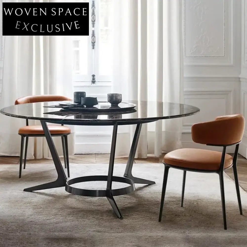 Modern Light Luxury Aluminum Frame Brown Leather Dining Chair for Home Restaurant