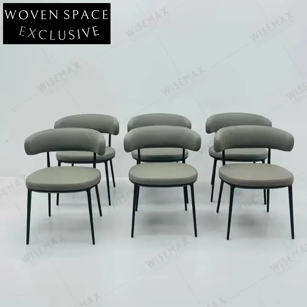 Modern Light Luxury Aluminum Frame Brown Leather Dining Chair for Home Restaurant