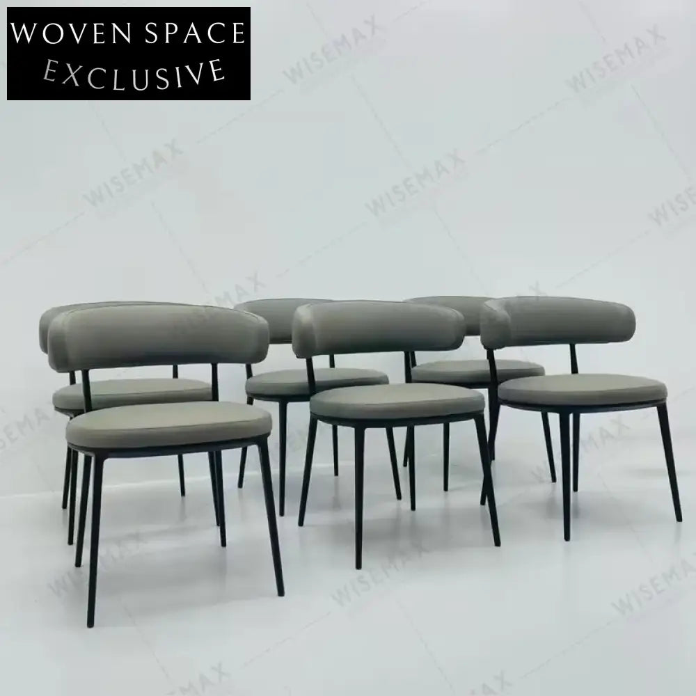 Modern Light Luxury Aluminum Frame Brown Leather Dining Chair for Home Restaurant