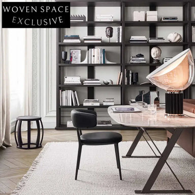 Modern Light Luxury Aluminum Frame Brown Leather Dining Chair for Home Restaurant