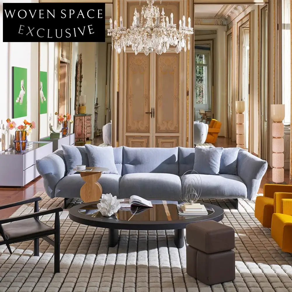 Modern Light Luxury Comfortable Linen Fabric Three-Seat Sectional Sofa