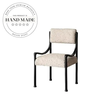 Modern Light Luxury Fabric Upholstered Solid Wood Armrest Dining Chair