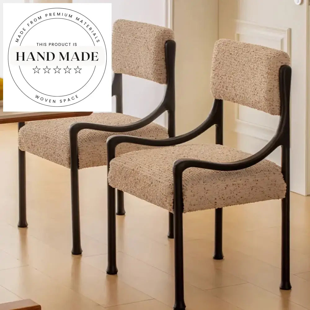Modern Light Luxury Fabric Upholstered Solid Wood Armrest Dining Chair
