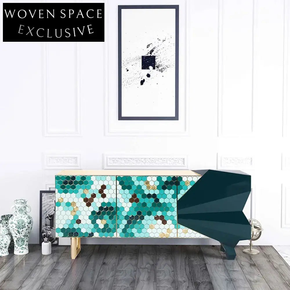 Modern Light Luxury Honeycomb Design Living Room TV Cabinet