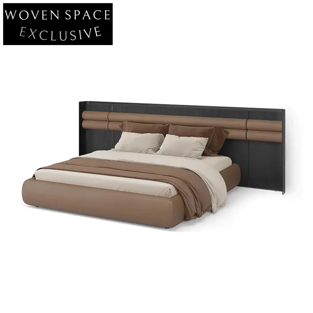 Modern Light Luxury Italian Minimalist Wooden Frame King Size Master Bedroom Bed