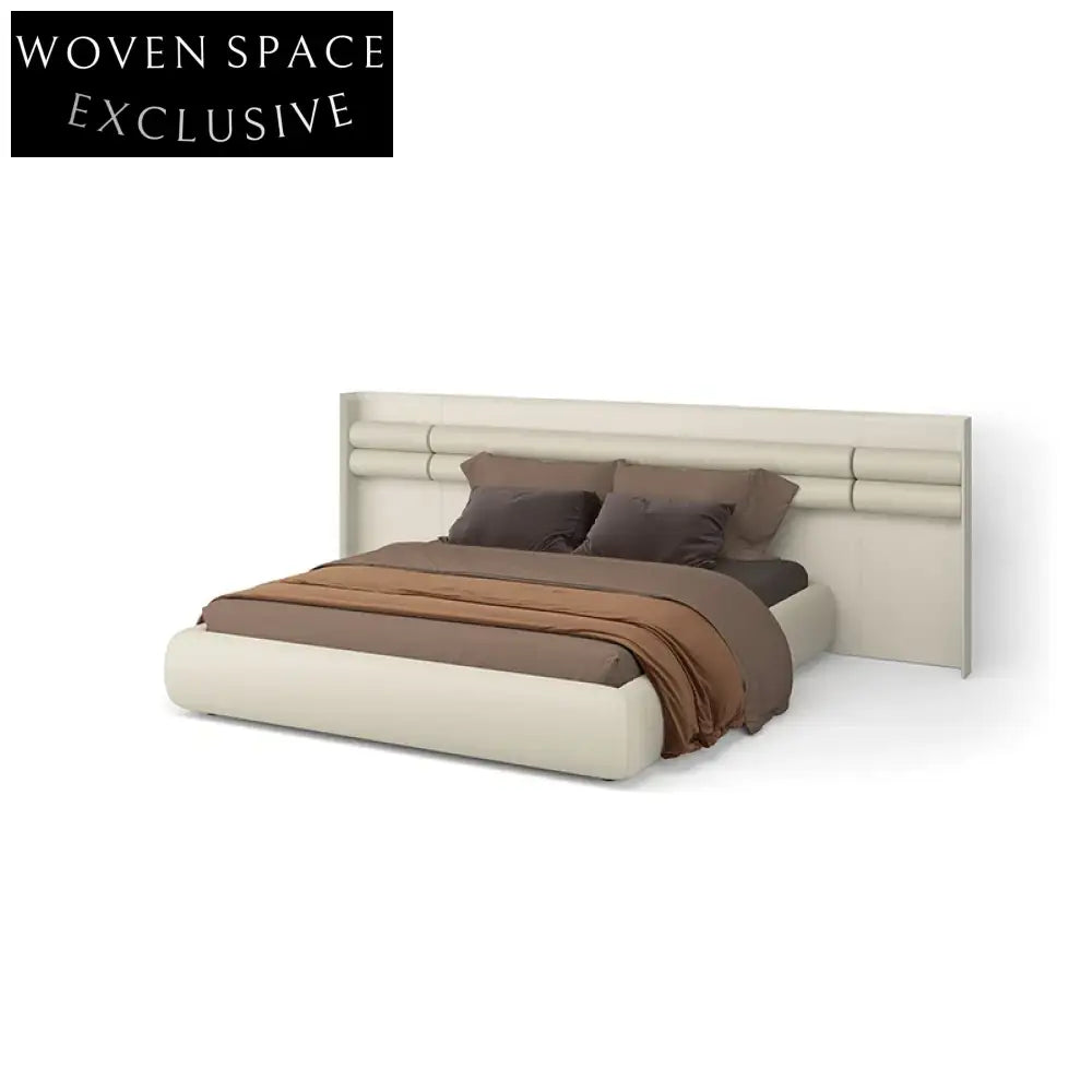 Modern Light Luxury Italian Minimalist Wooden Frame King Size Master Bedroom Bed