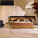 Modern Light Luxury Italian Minimalist Wooden Frame King Size Master Bedroom Bed