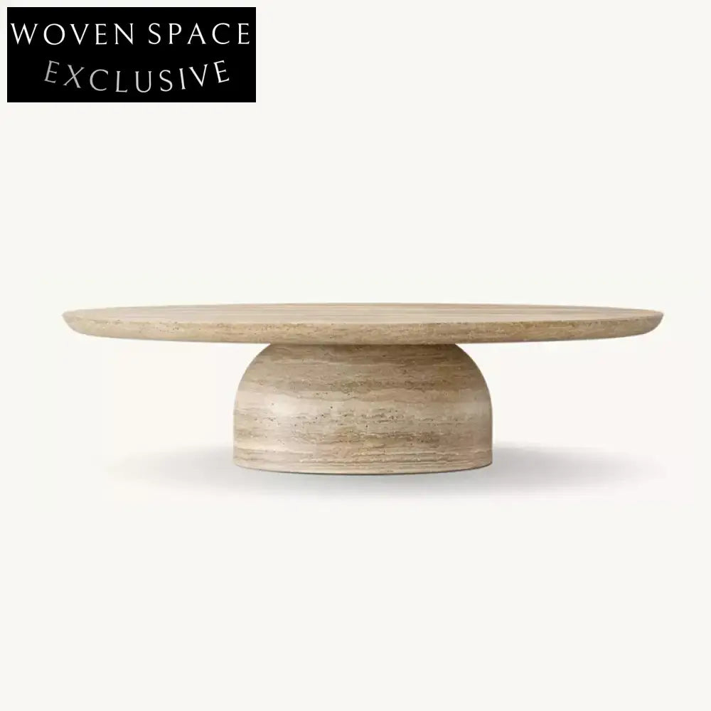 Modern Light Luxury Living Room Natural Travertine Stone Round Coffee Table