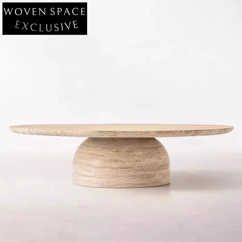 Modern Light Luxury Living Room Natural Travertine Stone Round Coffee Table