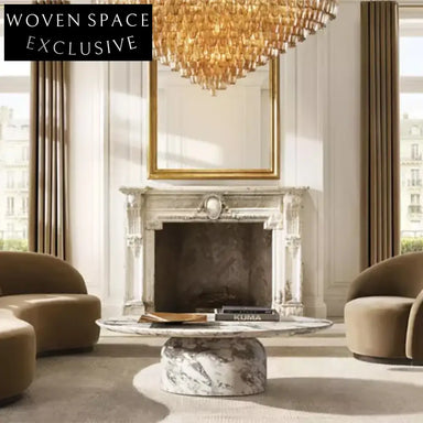 Modern Light Luxury Living Room Natural Travertine Stone Round Coffee Table