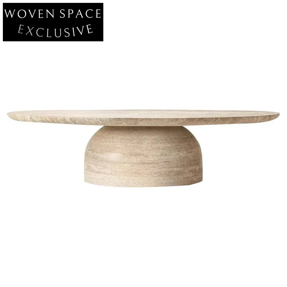 Modern Light Luxury Living Room Natural Travertine Stone Round Coffee Table