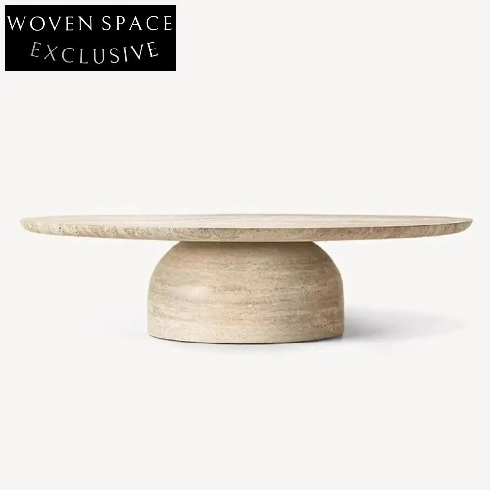 Modern Light Luxury Living Room Natural Travertine Stone Round Coffee Table