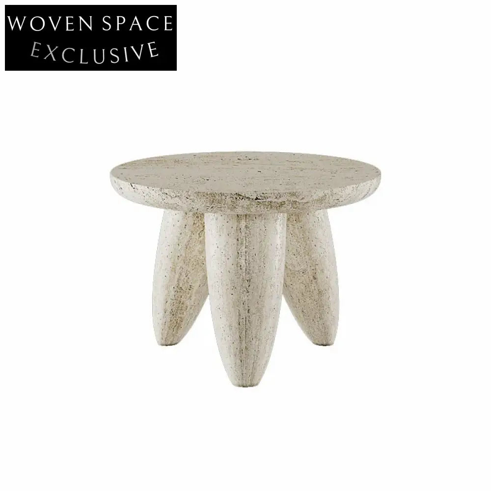 Modern Light Luxury Marble Travertine Round Coffee Table for Living Room