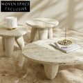 Modern Light Luxury Marble Travertine Round Coffee Table for Living Room
