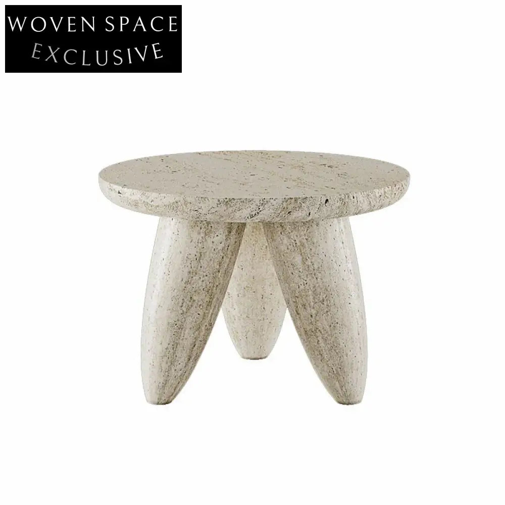 Modern Light Luxury Marble Travertine Round Coffee Table for Living Room