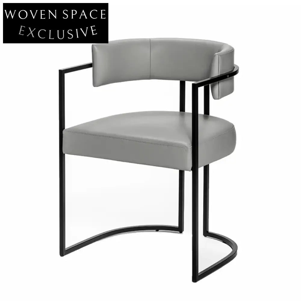 Modern Light Luxury Restaurant Dining Room Stainless Steel Leather Fabric Dinner Chair