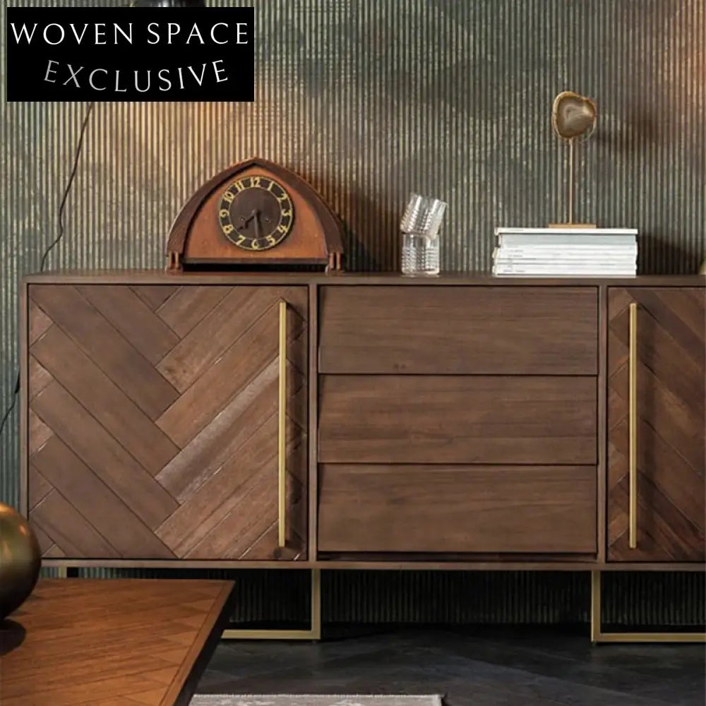 Modern Light Luxury Solid Pine Wood Dining Storage Sideboard Cabinet