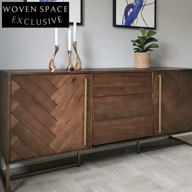 Modern Light Luxury Solid Pine Wood Dining Storage Sideboard Cabinet