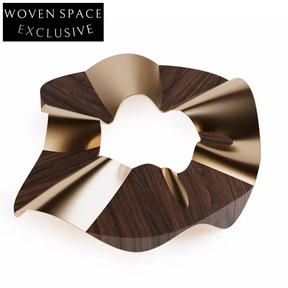 Modern Light Luxury Solid Wood Metal Living Room Center Coffee Table