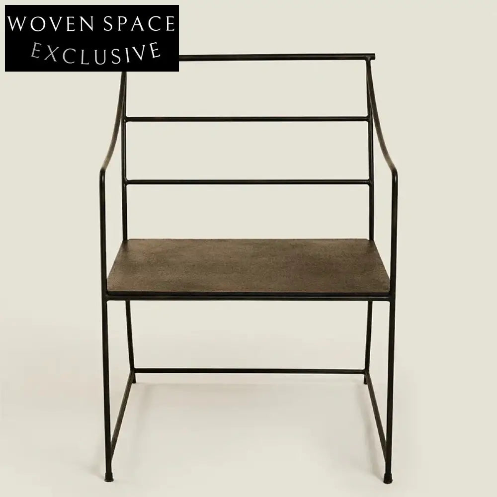 Modern Linen Fabric Upholstered Dining Chair with Armrests and Metal Legs