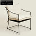 Modern Linen Fabric Upholstered Dining Chair with Armrests and Metal Legs