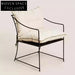 Modern Linen Fabric Upholstered Dining Chair with Armrests and Metal Legs