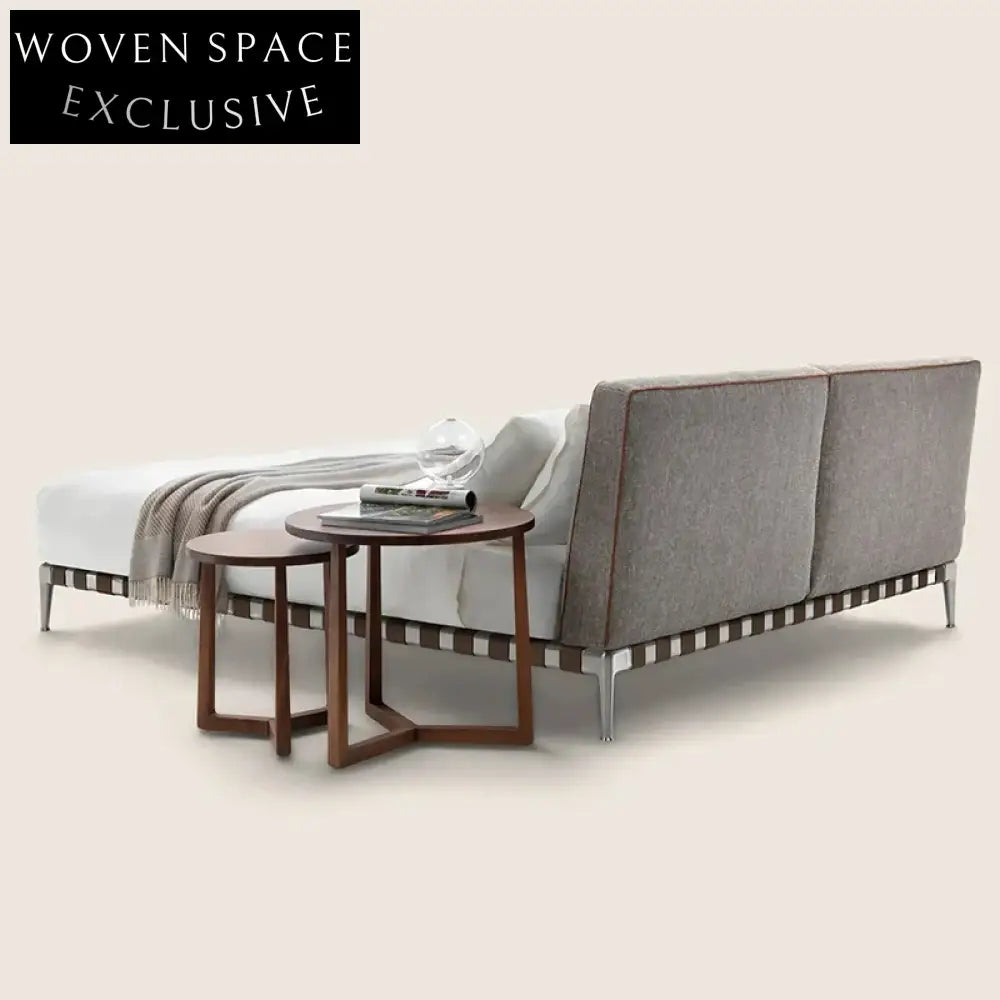 Modern Linen Fabric Upholstered Platform Bed Frame with Solid Wood Support