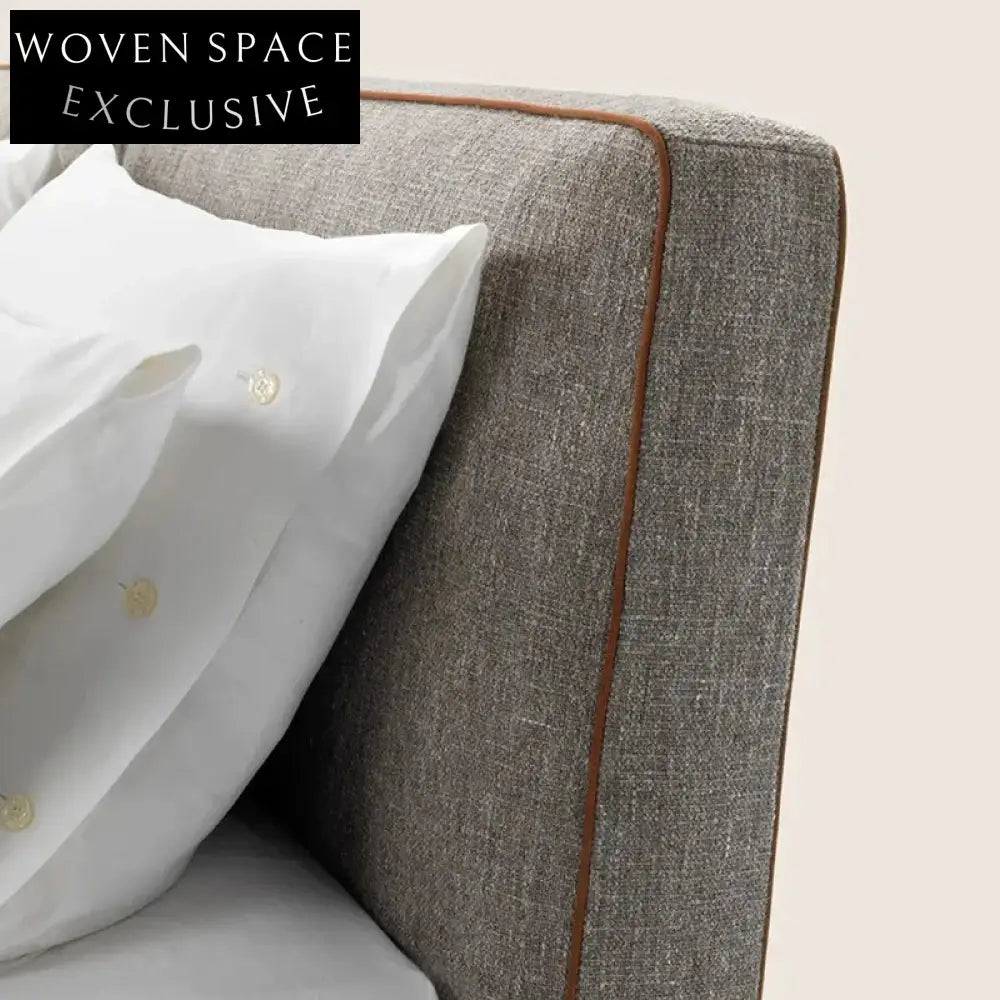 Modern Linen Fabric Upholstered Platform Bed Frame with Solid Wood Support