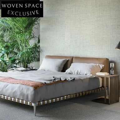 Modern Linen Fabric Upholstered Platform Bed Frame with Solid Wood Support