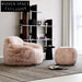 Modern Living Room Artificial Lamb Wool Low Arm Leisure Chair with Ottoman Set